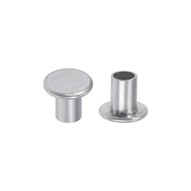 uxcell 100 Pcs M2 x 4mm Aluminum Flat Head Semi-Tubular Rivets Silver Tone